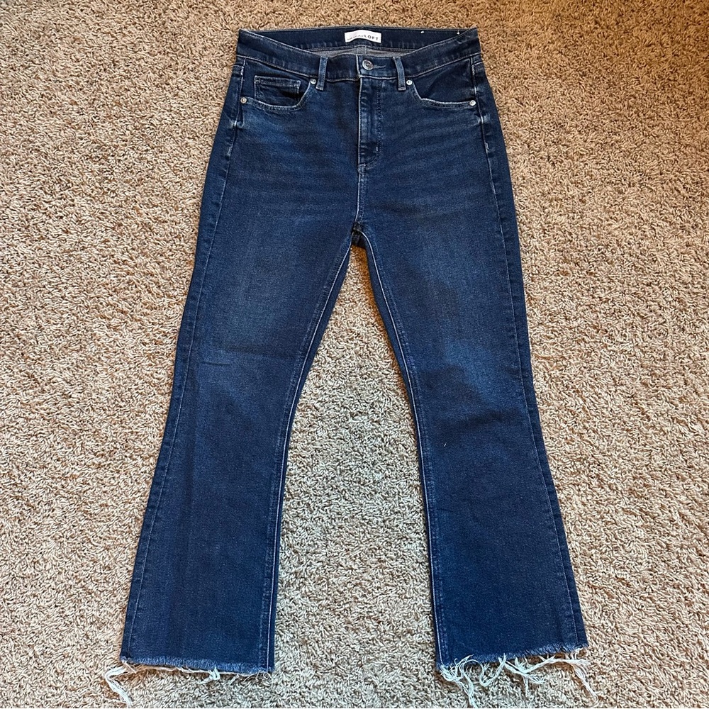 Loft high waist kick crop raw hem jeans